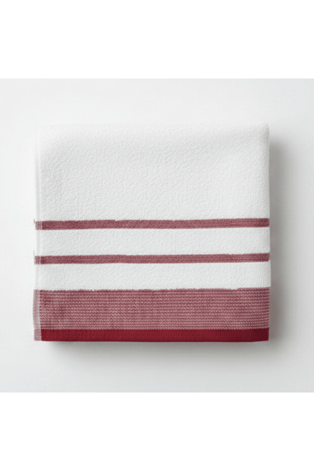 Hand Towel – White with Red Stripes | 50×90 cm