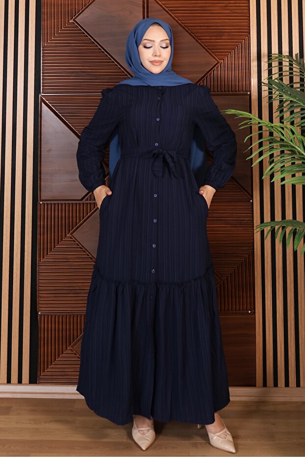 Lara Buttoned Belted Dress