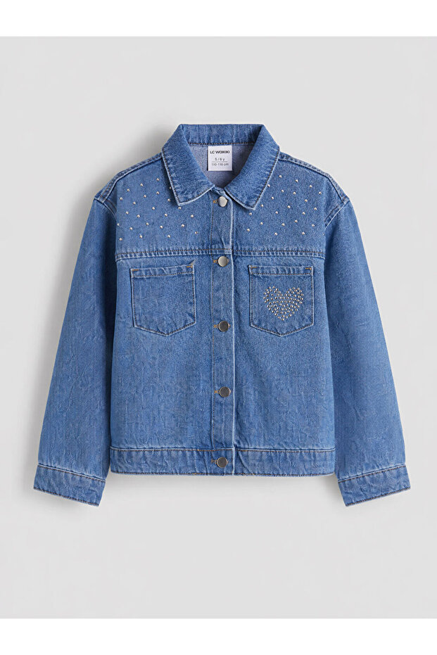Esvab • Modern & Distinctive Stoned Jean Jacket for Girls