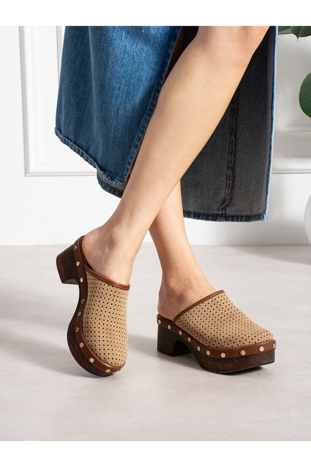 Hi̇stor Mink Heeled Women's Slippers