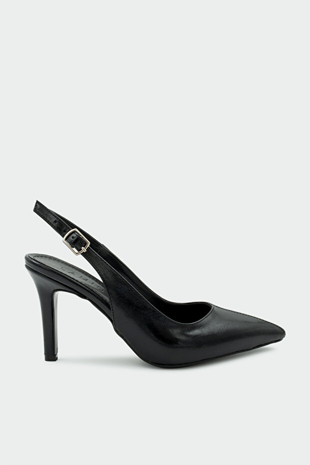 Orika Women's Black Heeled Shoes with Stitching Detail
