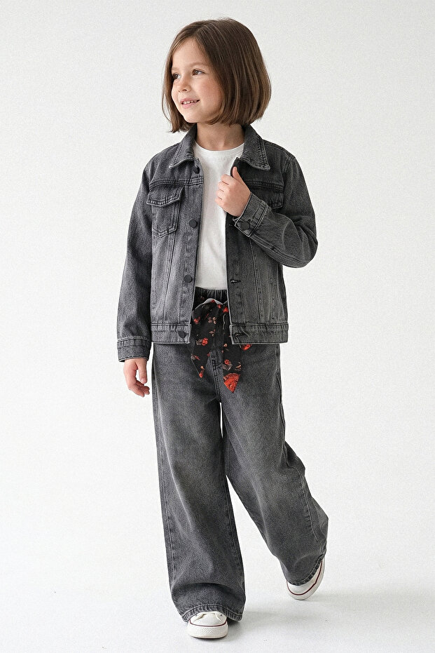 Star Stone Embroidered Girls' 3-Piece Denim Set - 26Y 1408