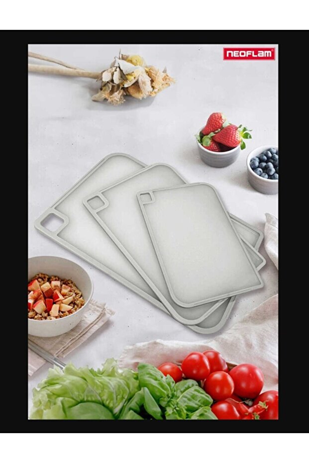 Fika Cutting Board Set 3 Piece Gray Kitchen