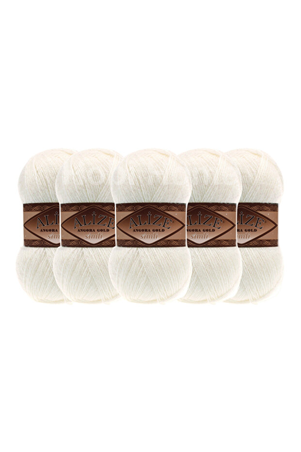 Angora Gold Glitter Hand Knitting Yarn 5-Pack (5 X 100 g) – Yarn for Shawls, Scarves and Cardigans