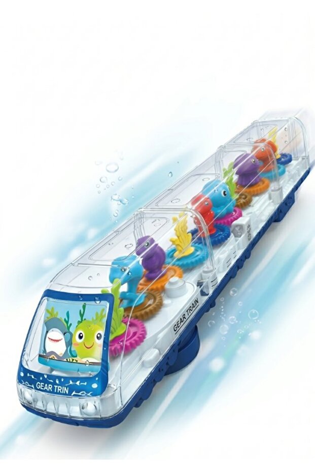 Gear Train Toy with Colorful Rotating Gears, Transparent Design & Aquatic Theme - STEM Educational Toy