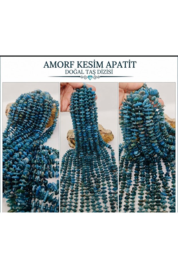 Amorphous Cut Certified Apatite Natural Stone String – Collection and Design Stone with Vibrant Blue Tones