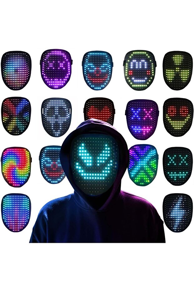 قناع LED مع استشعار الإيماءات، قناع مضيء مخيف، قناع رائع لتحويل الوجه