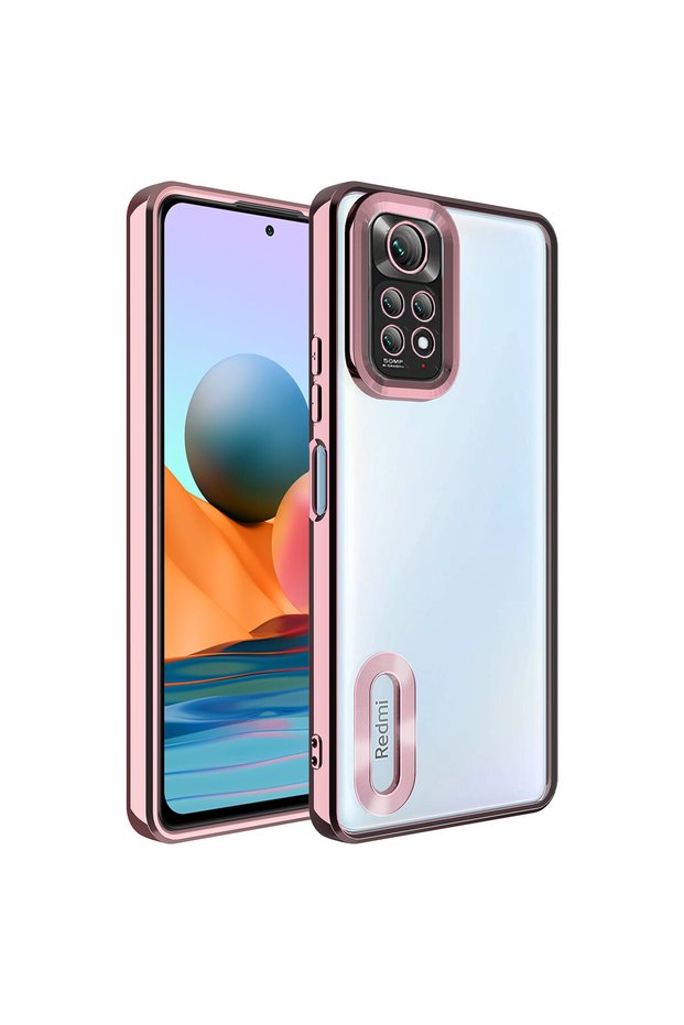 Xiaomi Redmi Note 11 Case with Camera Protection, Colored Edges, Transparent Back, Logo Displaying Omega Silicone