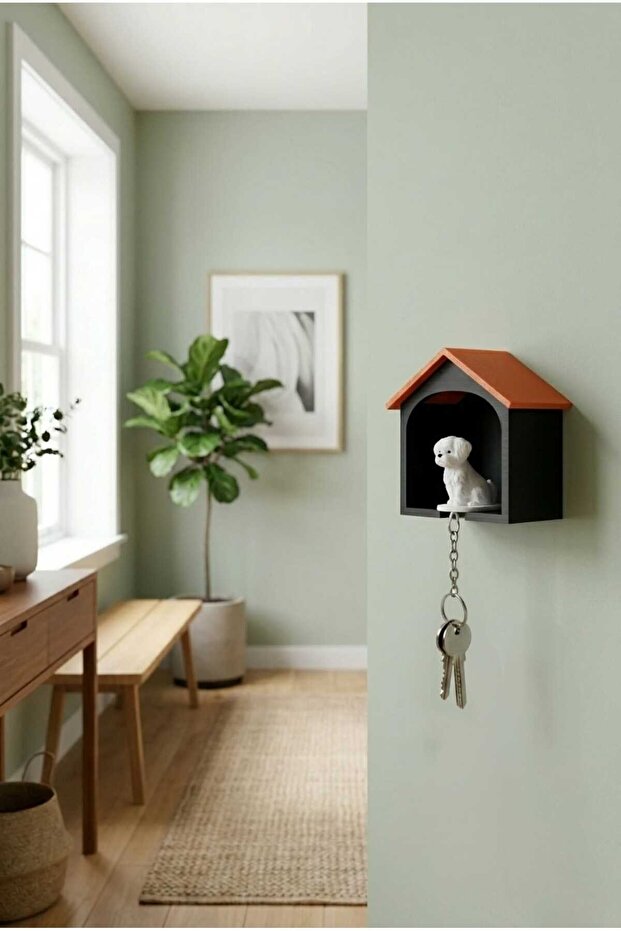 Black Color Shed Wall Key Holder – Detachable Set with Dog Figure