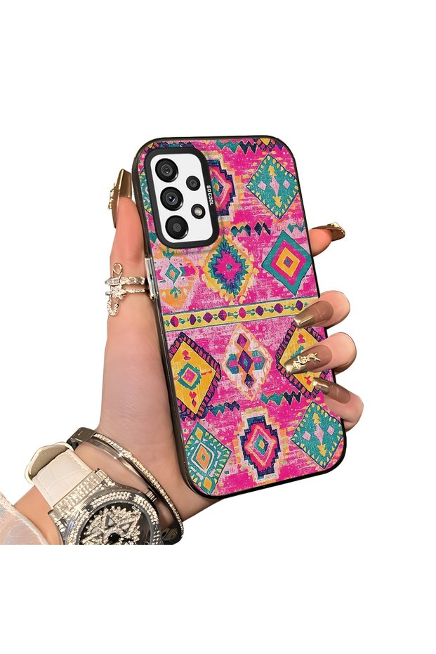 Samsung Galaxy A73 Compatible Hard Acrylic Back Silicone Edge Lens Protection Case