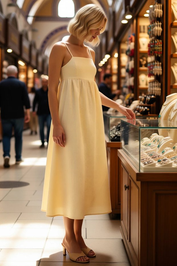 Women's Strapless Maxi A-Line Linen Woven Dress Sleeveless Relaxed Fit Summer Casual Modern Stylish