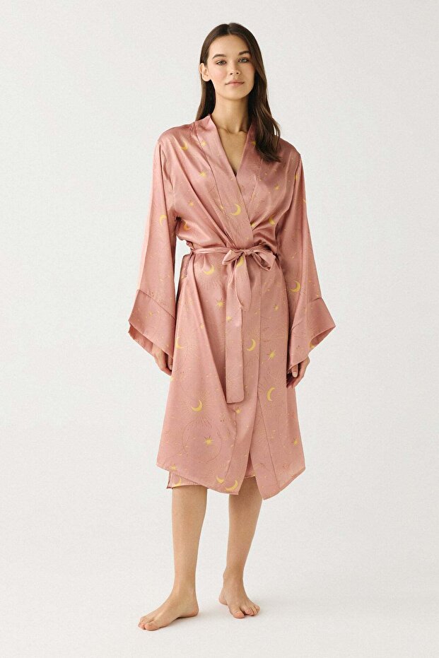 Luna Touch Satin Dressing Gown Mink