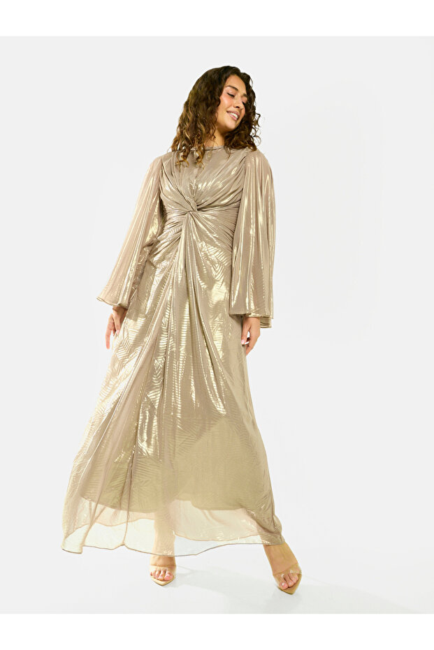 Radiant Twist Drape Evening Maxi Dress