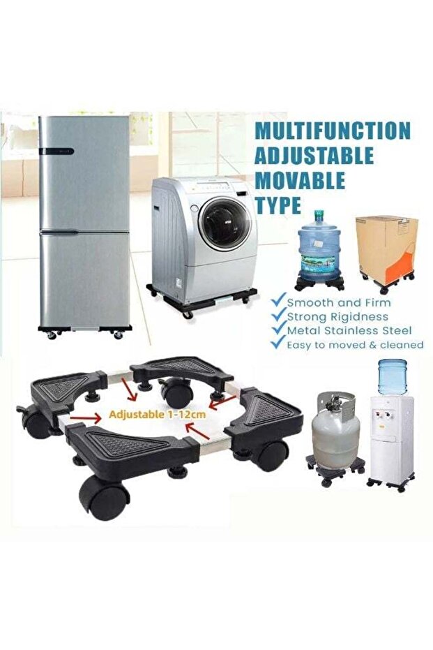 Refrigerator Stand Adjustable Washing Machine Stand with 4 Strong Wheels, Multifunctional Movable Stand Base