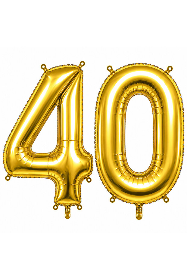 40 Foil Balloons Gold Color (100 cm)
