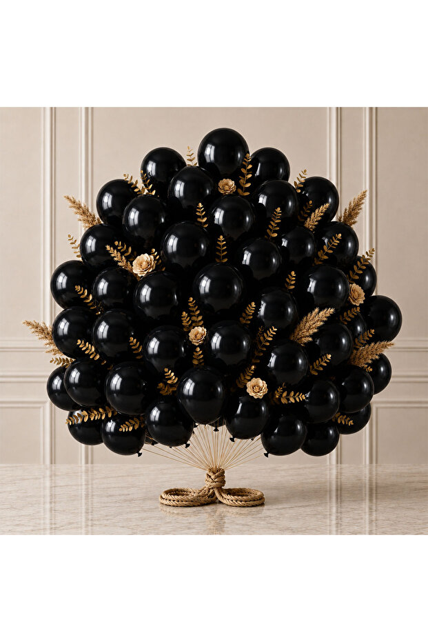 Black Color Latex Metallic Balloon (30 cm) - 50 Pieces