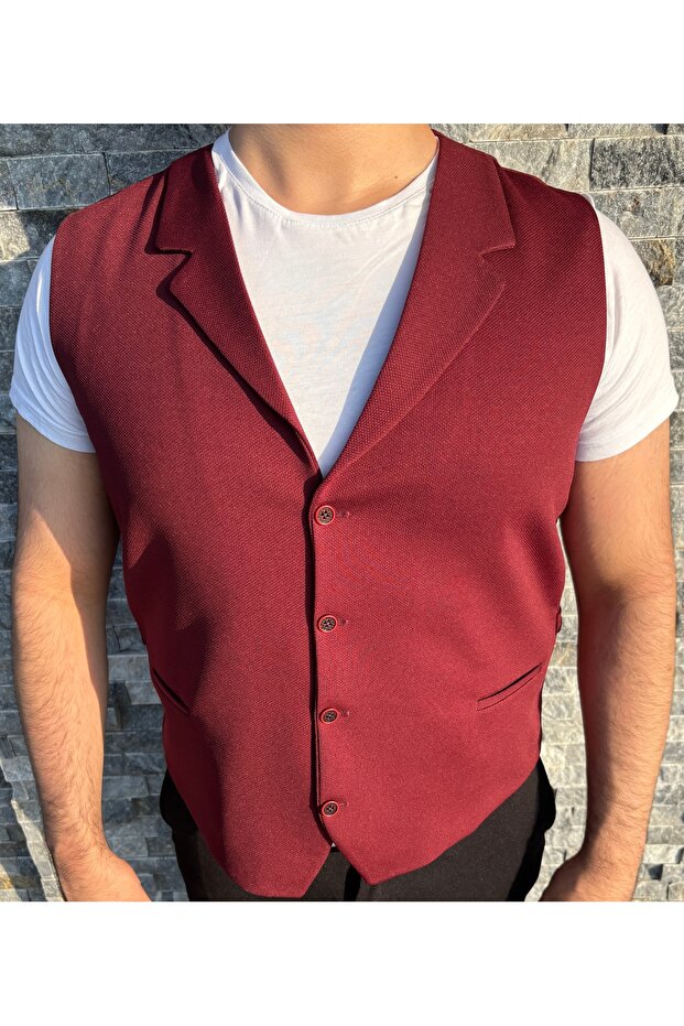 Men's Slim Fit Mono Collar Full Fabric Vest