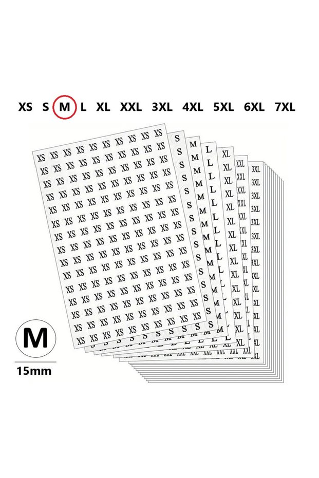 M-Store Clothes, Size Label Diameter-15Mm Self-Adhesive (300 Pieces) Round Size Label