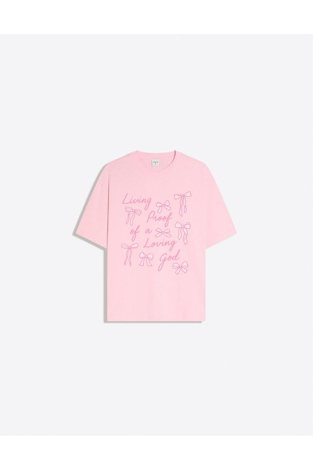 Living Proof Printed Crew Neck Oversize Trendy Women's T-Shirt