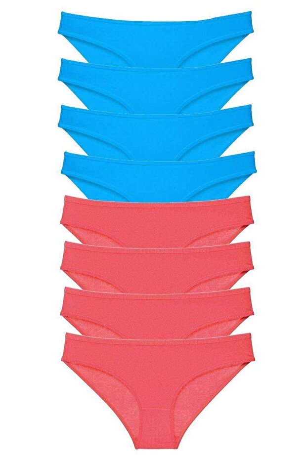 8 Pcs Super Eco Set Lycra Women's Slip Panties Fuchsia and Blue