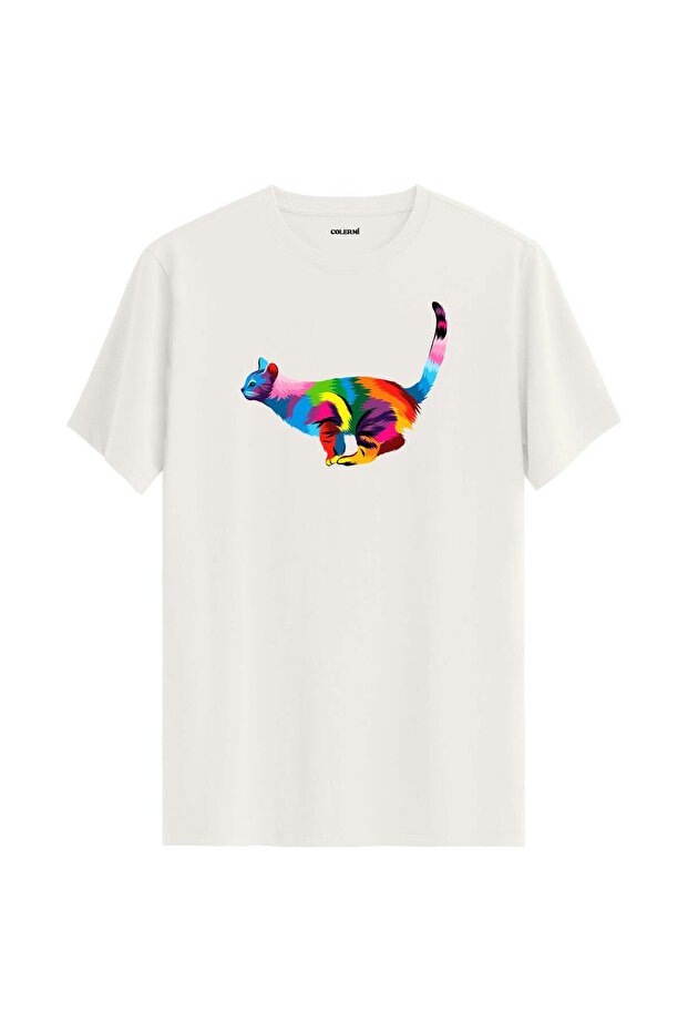 Colorful Luna Cat Printed T-Shirt