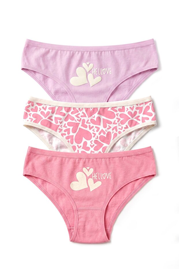 Girl's 3-Piece Cotton Underwear Printed Daily Classic Model (8825-3)