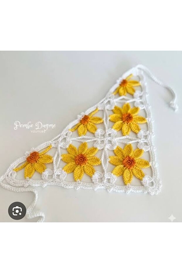 Papatya Model Bandana Knitted Flower Bandana