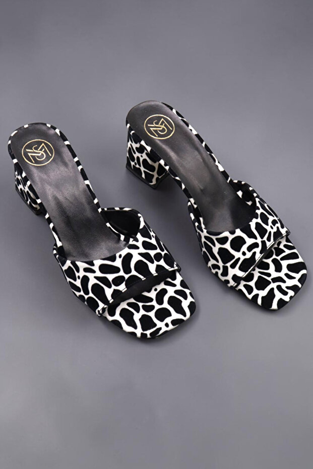 Women's Leopard Look Slippers. Thick Heeled Slippers.