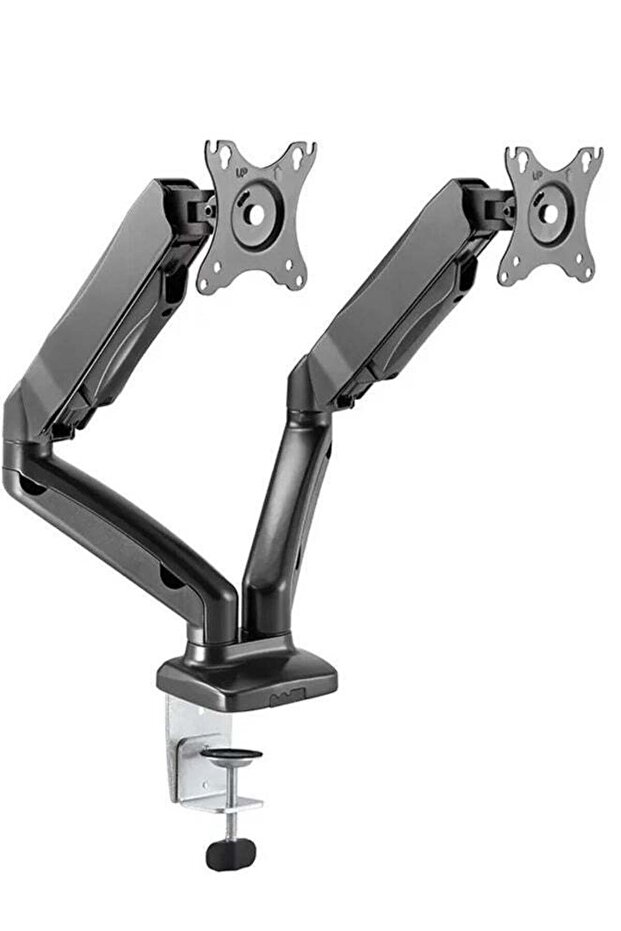 Skill Tech Dual Monitor Thin Gas Spring Arm - Adjustable Desk Mount for 13-32 Inch Screens