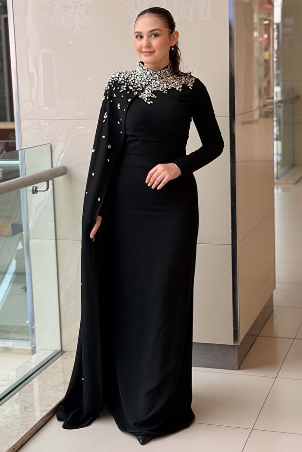 Fashion Night Senti Stone-Embellished Evening Dress
