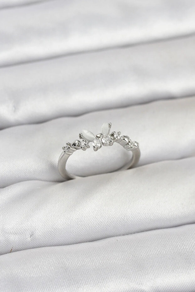 Butterfly Model Silver Color Brass Women Ring
