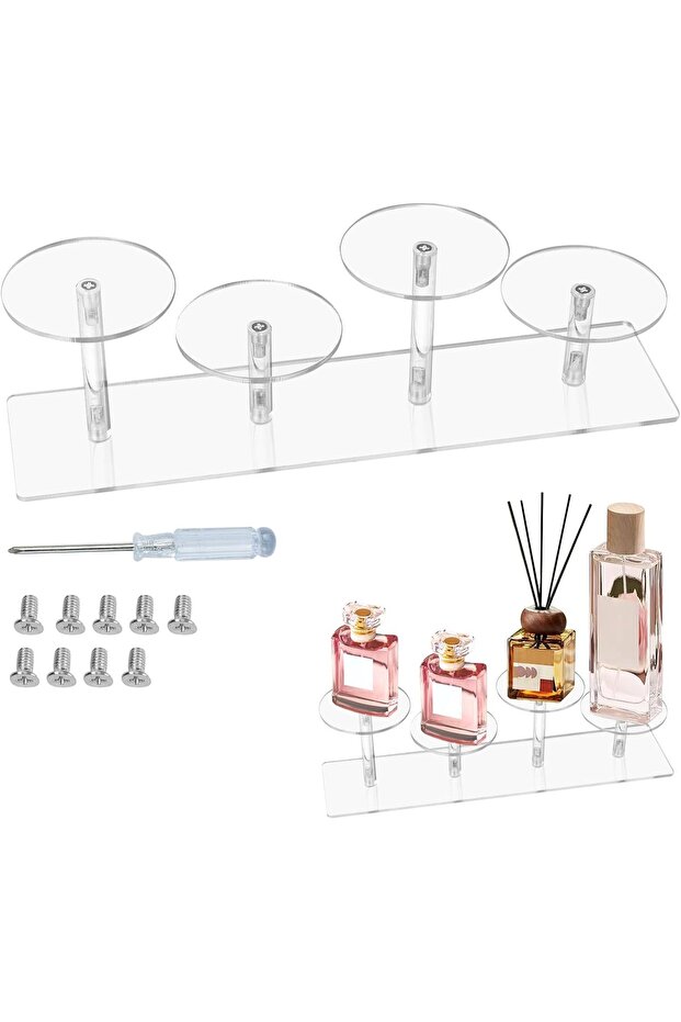 حامل عرض أكريليك شفاف 28 × 6 × 7 سم، رف منظم للعطور