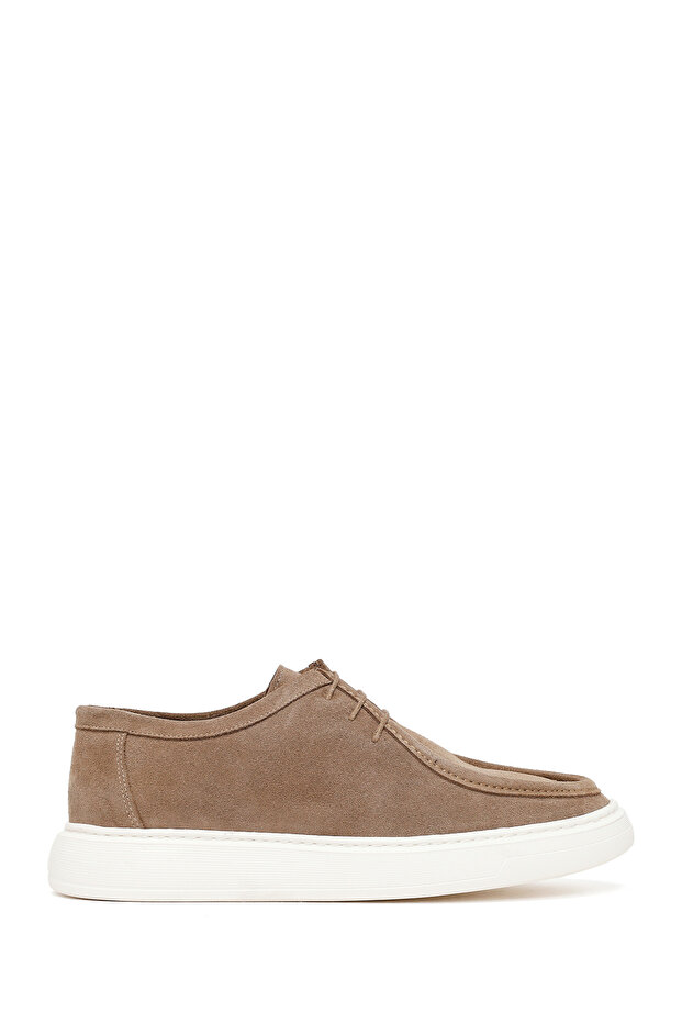 Men's Beige Lace-Up Thick Soled Suede Leather Casual Shoes 26Sfd664010