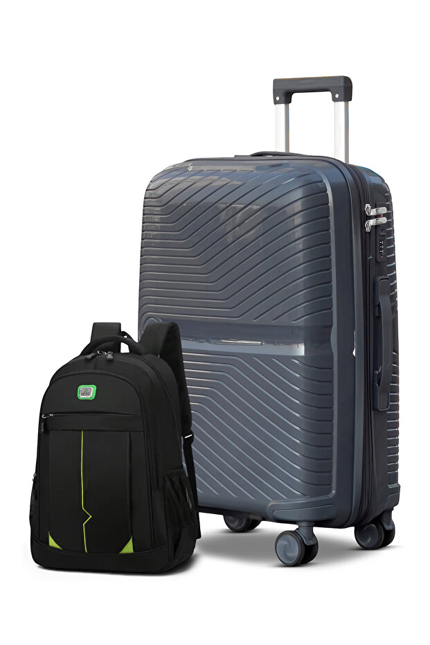 Hard Shell Luggage With Travel Backpack Combo, 24 Inch, Lightweight Miami PP, Spinner Wheels, Number Combination Lock Suitcase