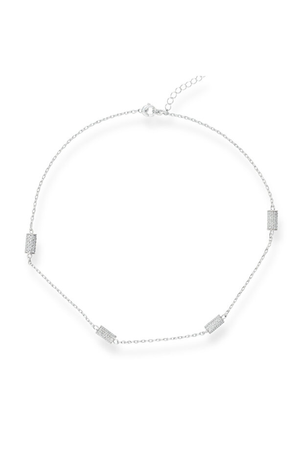 Zircon Bar Silver Necklace