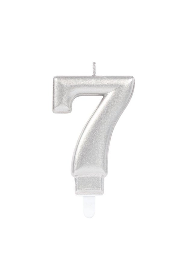7 Number Candles Silver Color