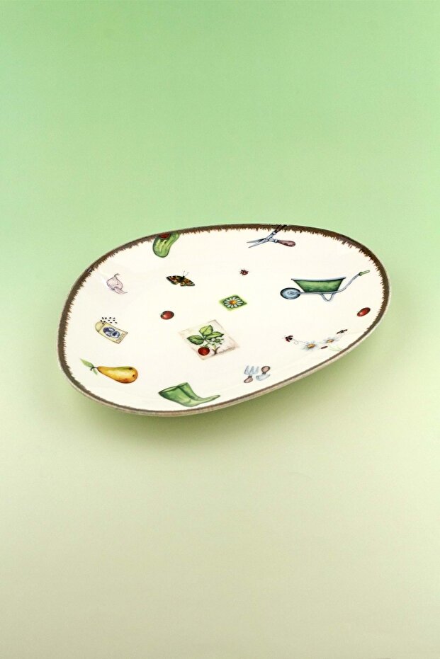 Retro Gardener Porcelain Serving/Dressing Plate