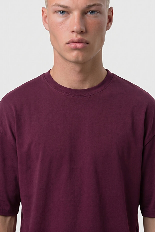 Tricou Basic Oversized Cireșiu - 5
