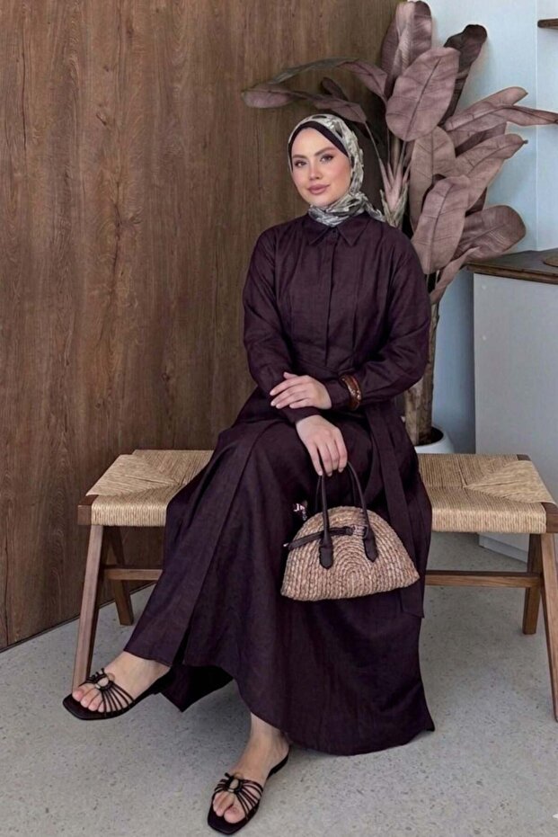 فستان فيينا بحزام بلون البرقوق