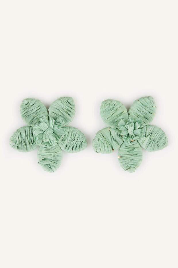 Women's Flower Shaped Green Earrings H6136Axns