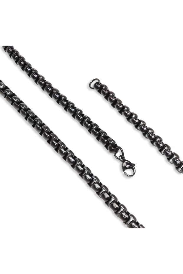 Albanian Steel Necklace 6mm- Black - Black