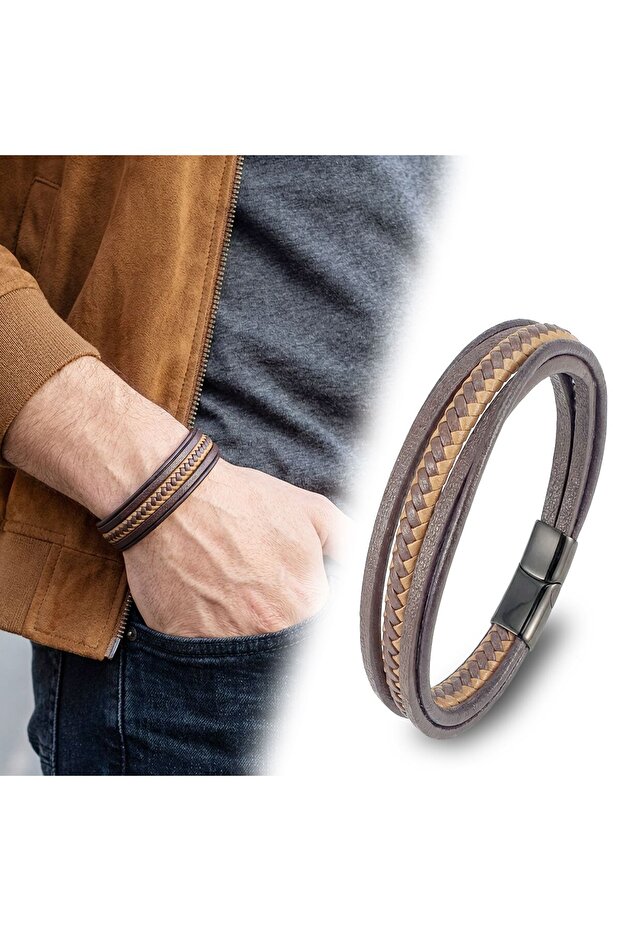 Tan Brown Multi Leather Bracelet 31683B2D8