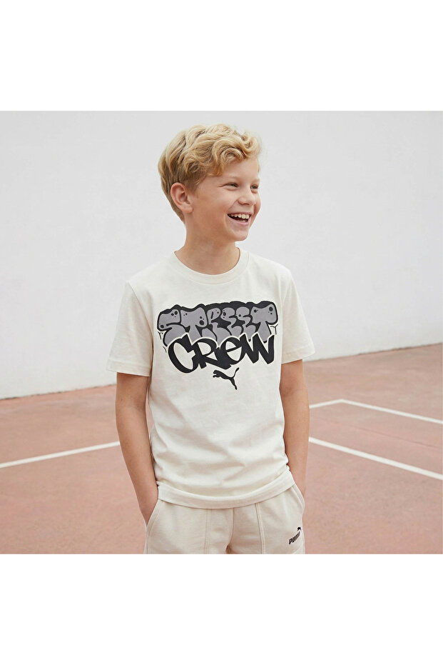 Crew Neck Short Sleeves T-shirt with Graffiti Print