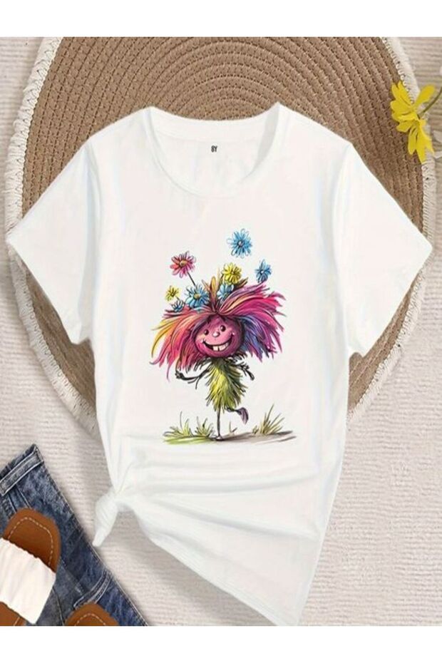 Colorful Floral Pattern Printed Women's T-Shirt