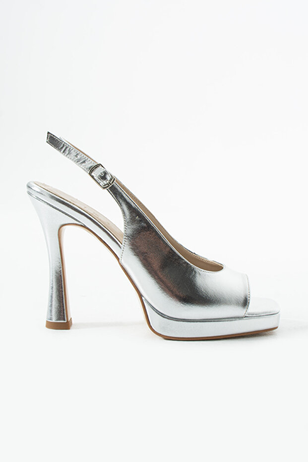 Lina Silver Open Back Evening Dress Platform Heeled Shoes