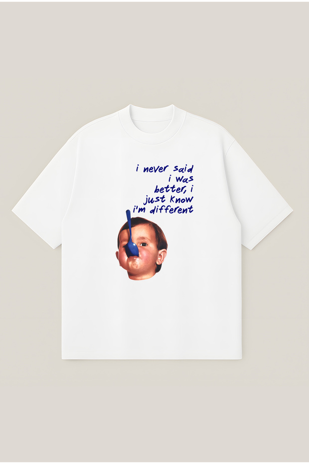 Just Different Oversize Boxy Cut Unisex 100% Cotton Printed Tshirt | Streetwear