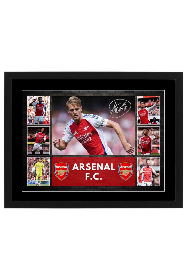 Arsenal FC 2024 A3 Framed Poster, Pre Print Autograph Collage Picture, Football Memorabilia Gift for Gunners Fans