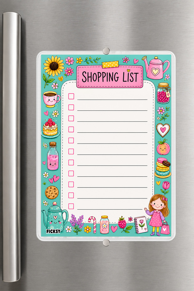 Shopping List - A5 - Magnetic - Pvc - Refrigerator Note Holder & Desktop - Summer Erase - Planner