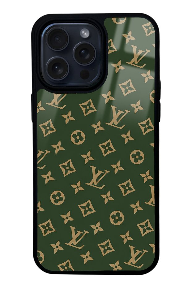 iPhone 14 Pro Max Green Lv Design Glossy Phone Case