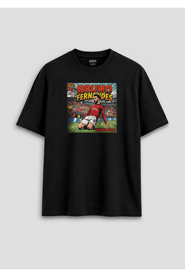 Bruno Fernandes Printed Text Relaxed Fit Unisex Black T-Shirt